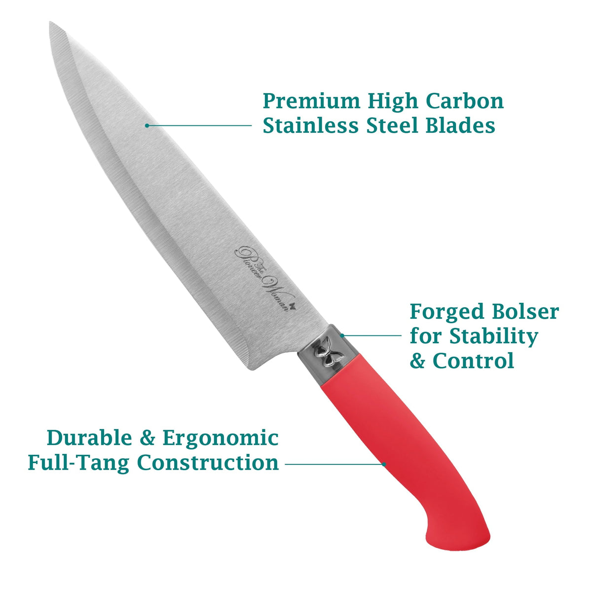 Knife block set in red view 5