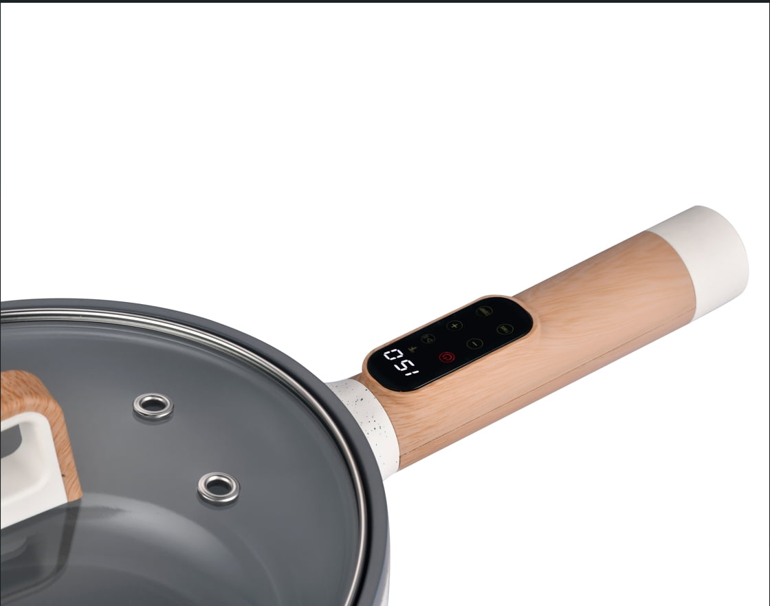Electric skillet in linen speckle view 6