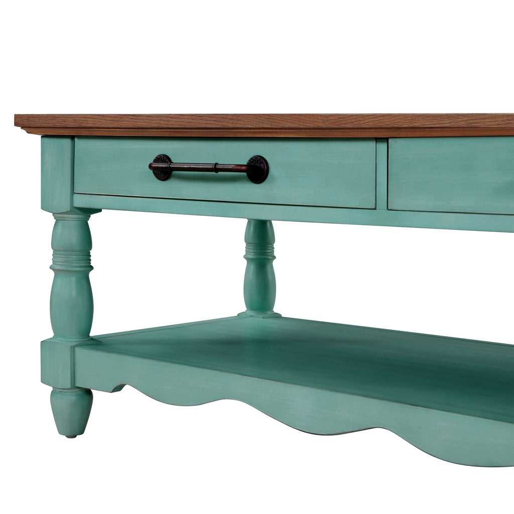 Coffee table in teal view 6