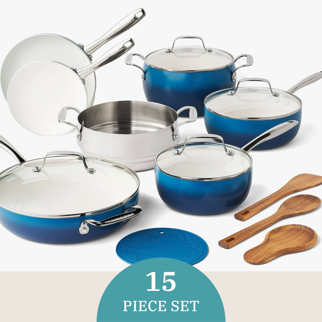 Cookware set in denim blue view 3