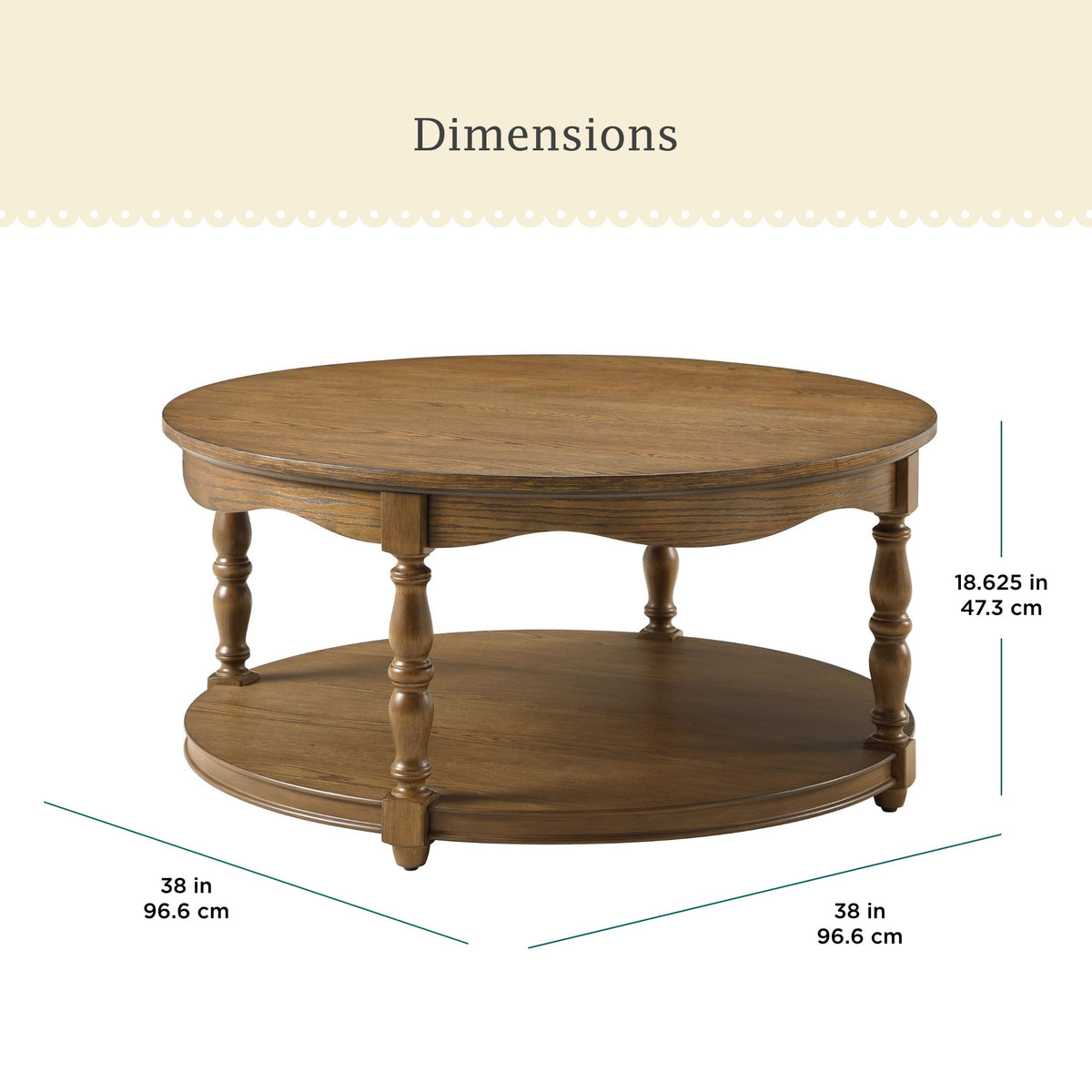 Coffee table in heirloom brown view 3