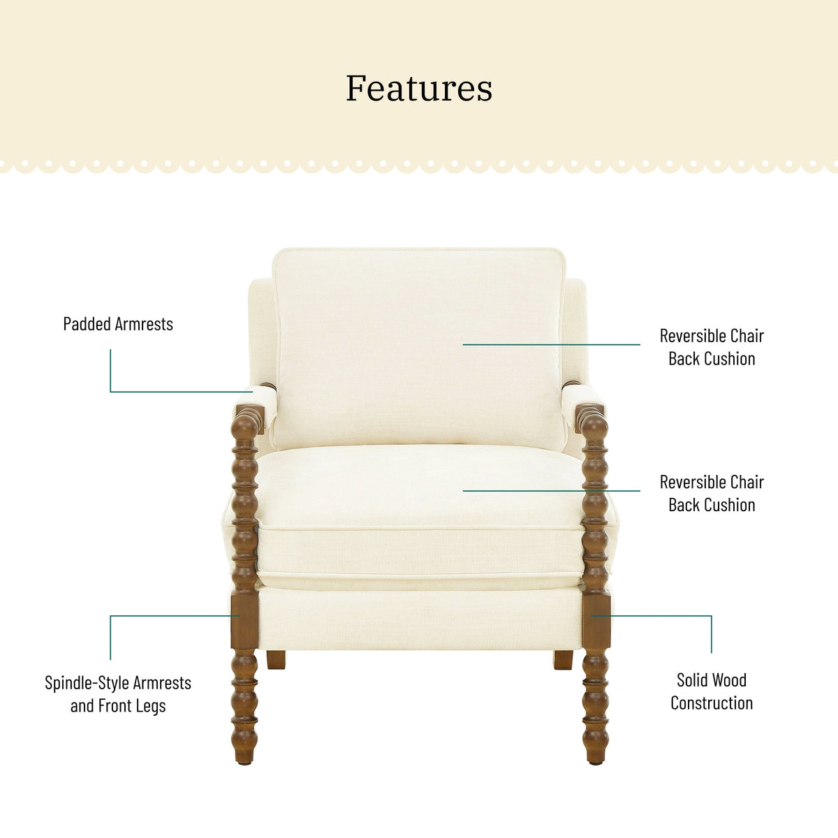 Accent chair in antique white view 3