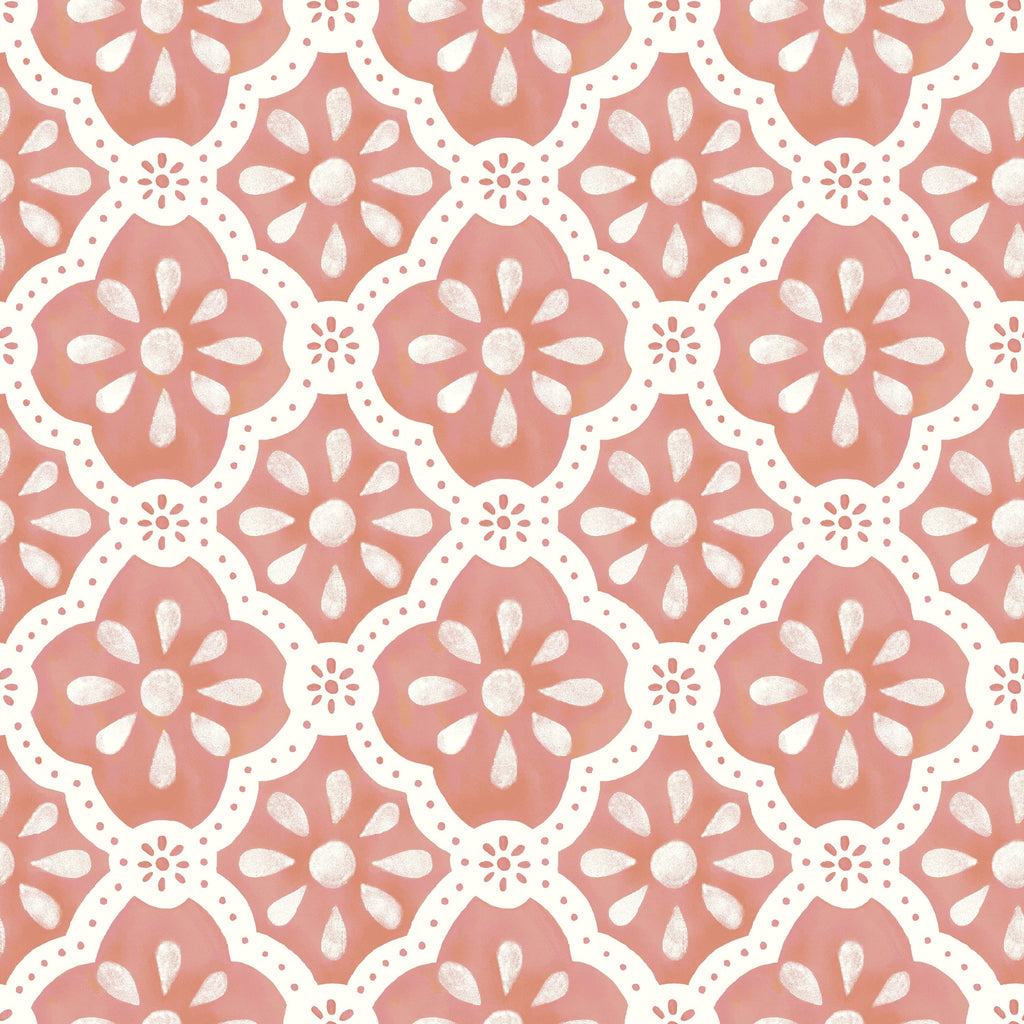 Peel and stick wallpaper in pink salmon view 6