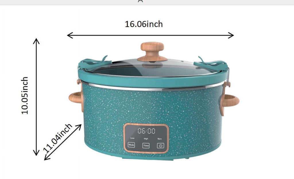 Slow cooker in teal speckle view 6