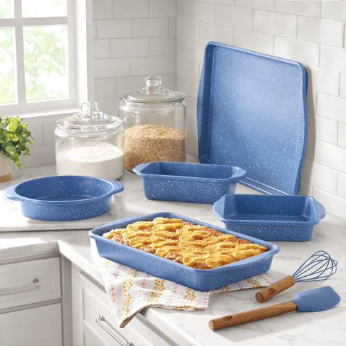 Bakeware set in blue speckle view 2