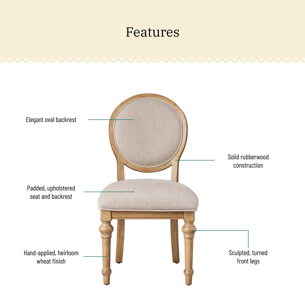 Dining chair set in heirloom wheat view 3