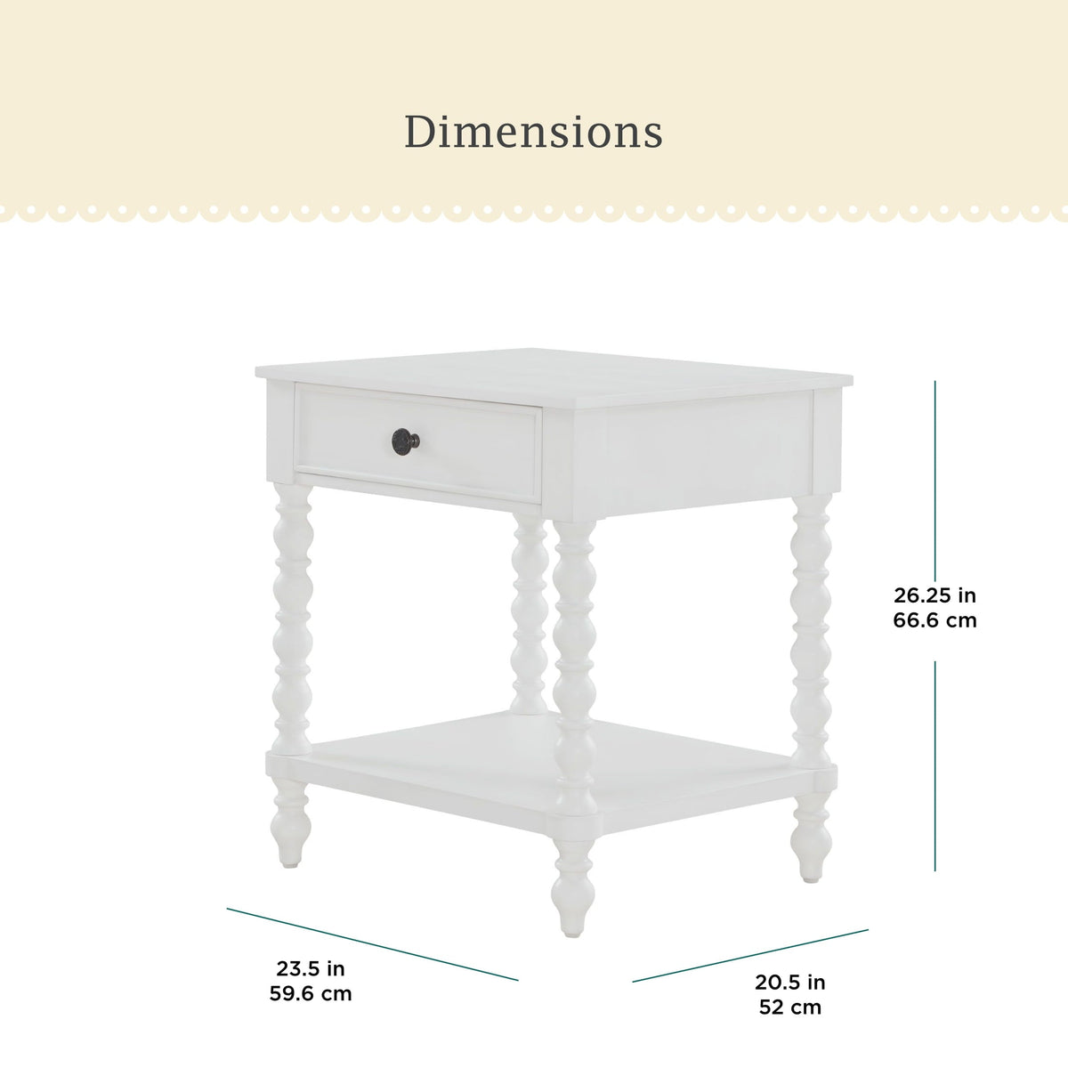 Nightstand in white view 3