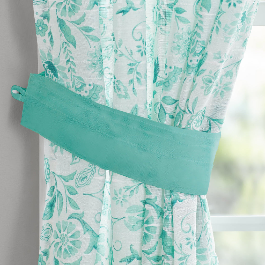 Curtain panel in teal view 2