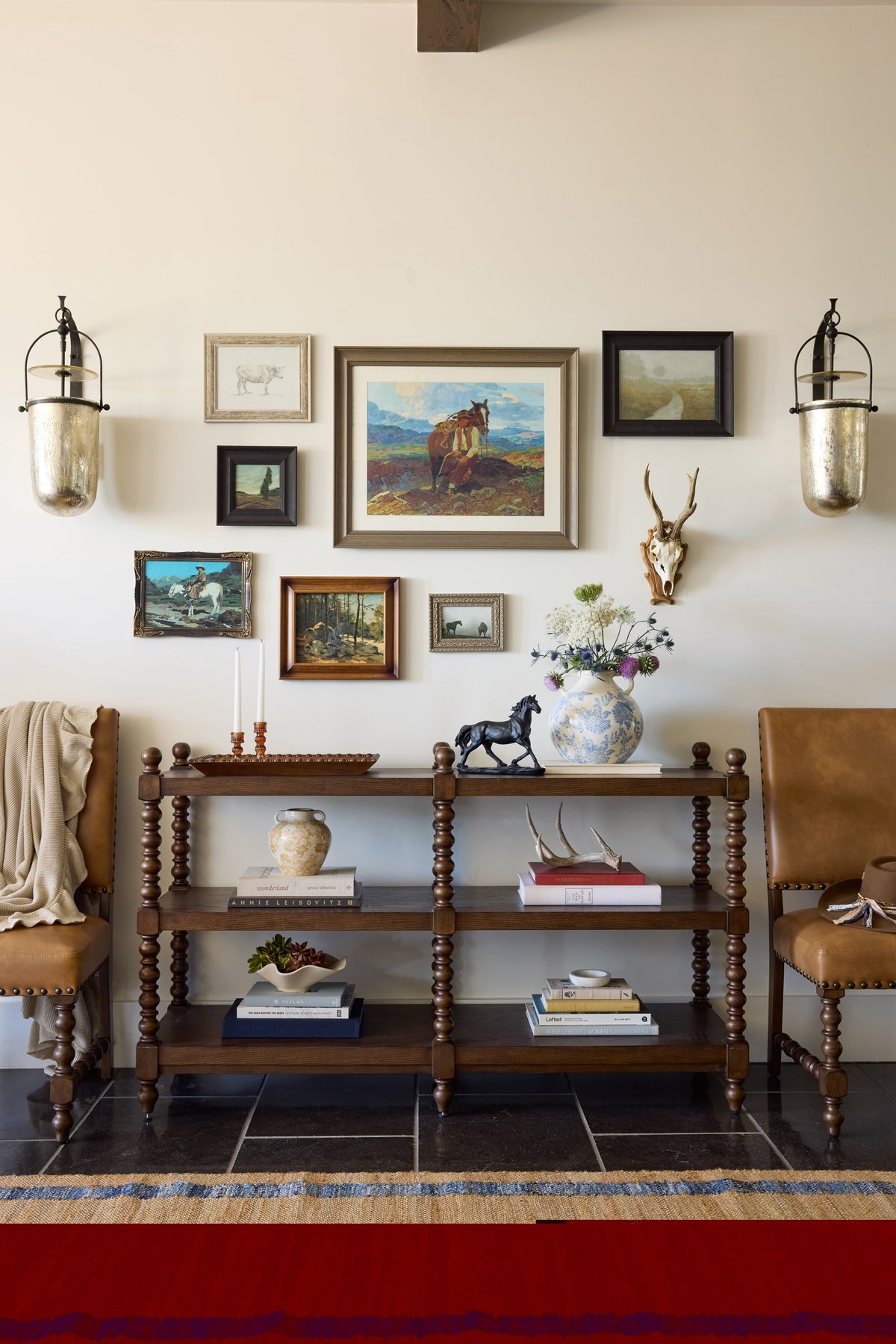 Wall mirror in rustic brown view 5