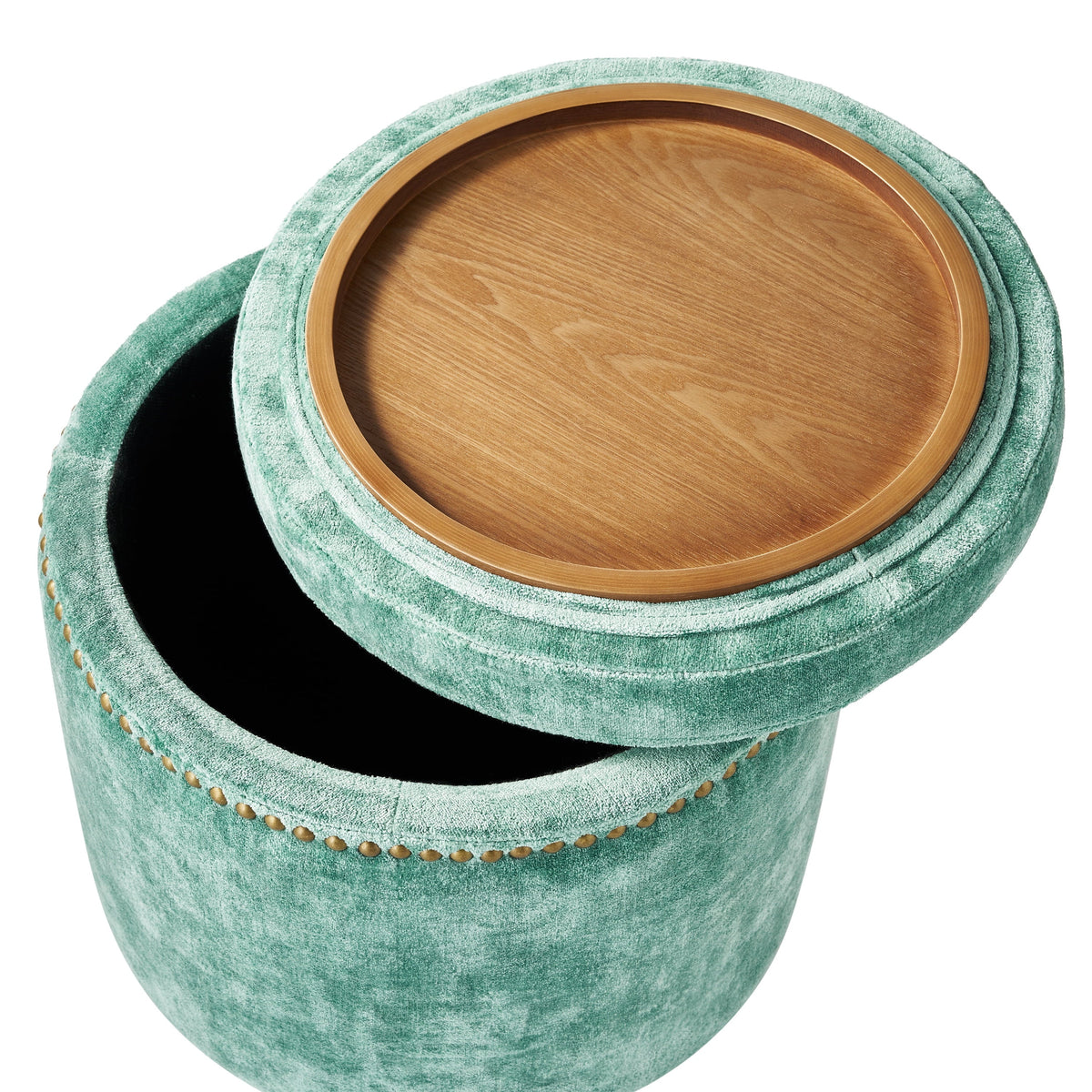 Storage ottoman in jade view 5