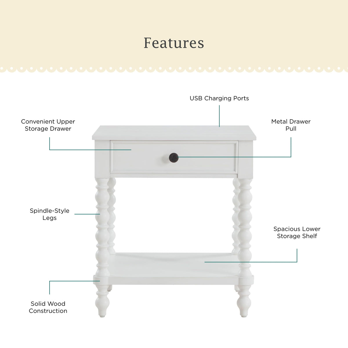 Nightstand in white view 2