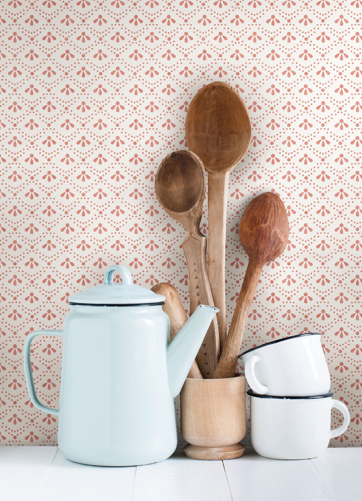 Peel and stick wallpaper in coral view 3