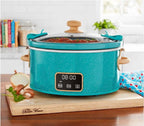 Slow cooker in teal speckle view 2