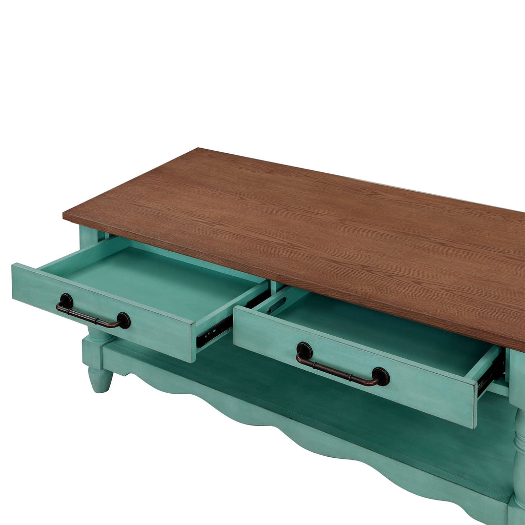 Coffee table in teal view 5