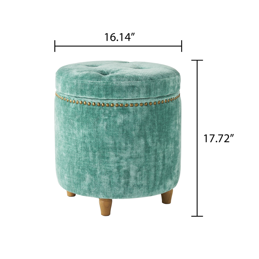 Storage ottoman in jade view 2