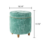 Storage ottoman in jade view 2