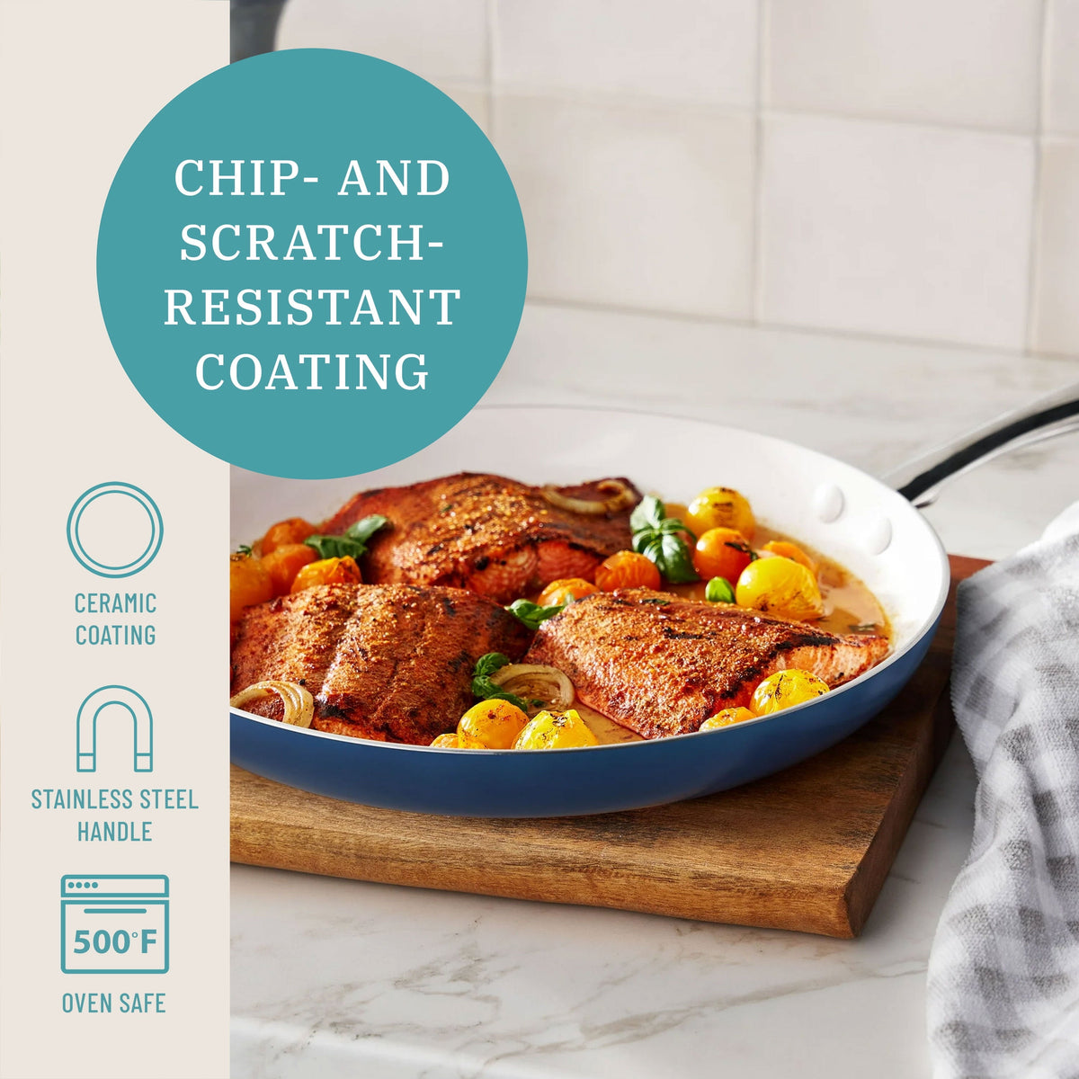 Fry pan in denim blue view 4