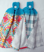 Hanging kitchen towel in turquoise view 2
