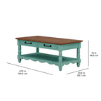 Coffee table in teal view 3