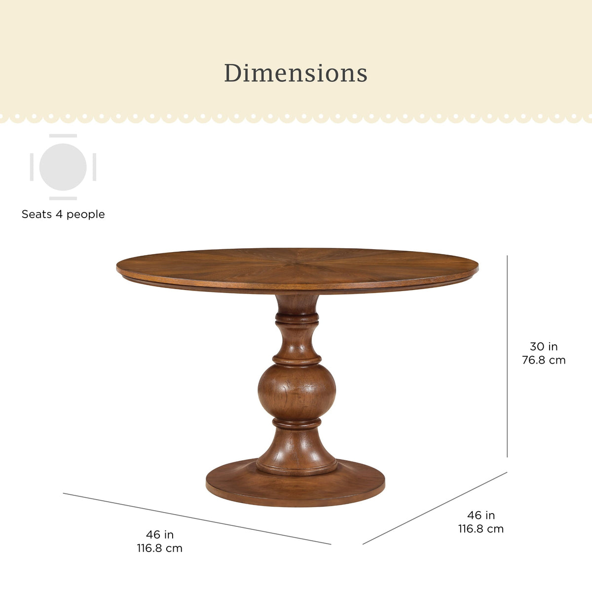 Dining table in heirloom brown view 4