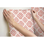Peel and stick wallpaper in pink salmon view 8