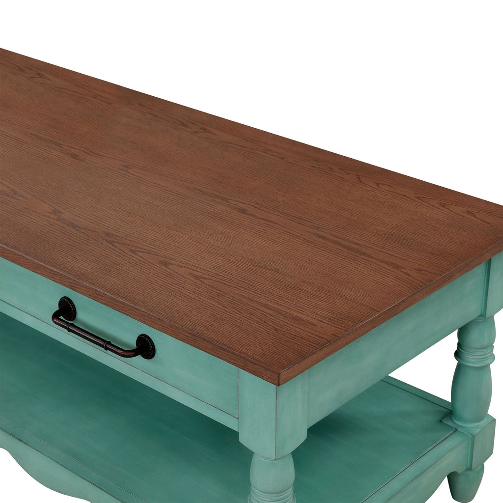 Coffee table in teal view 7