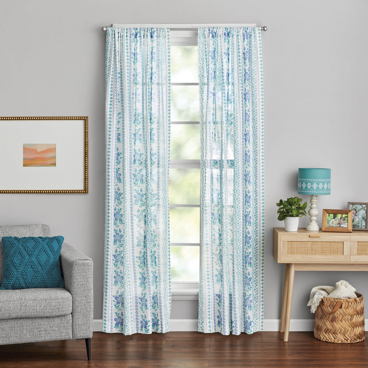 Curtain panel pair in blue view 3