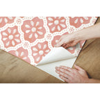Peel and stick wallpaper in pink salmon view 9