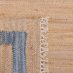 Runner rug in natural with a blue border view 6