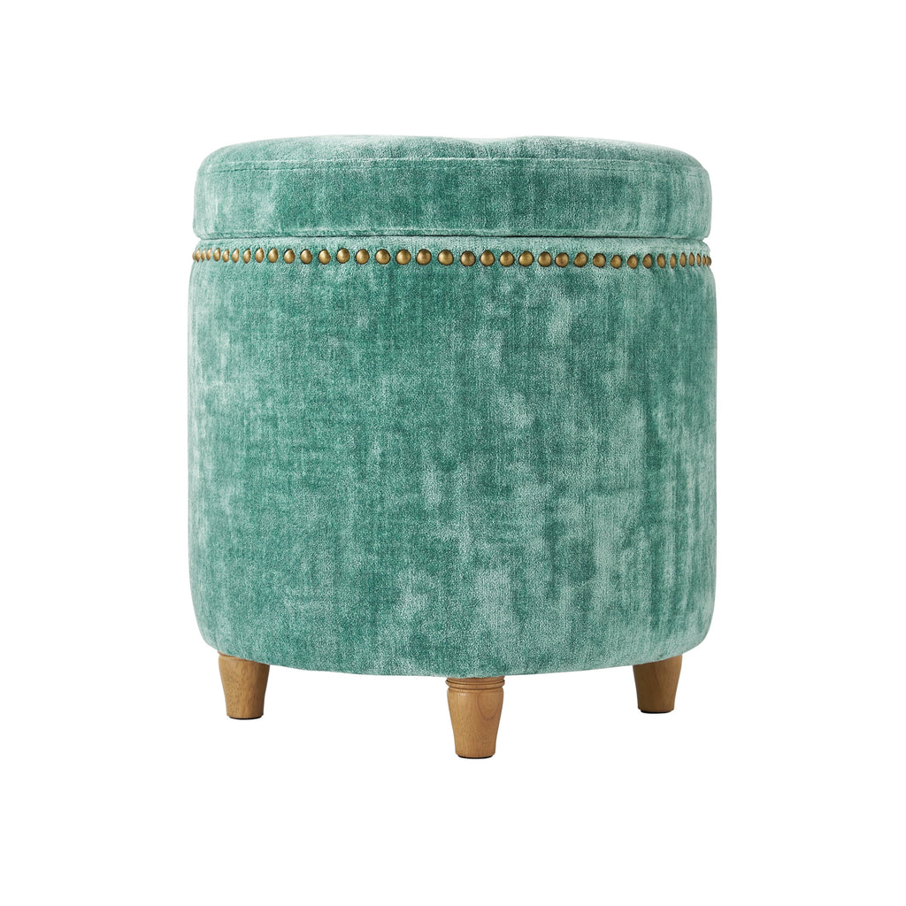Storage ottoman in jade view 3