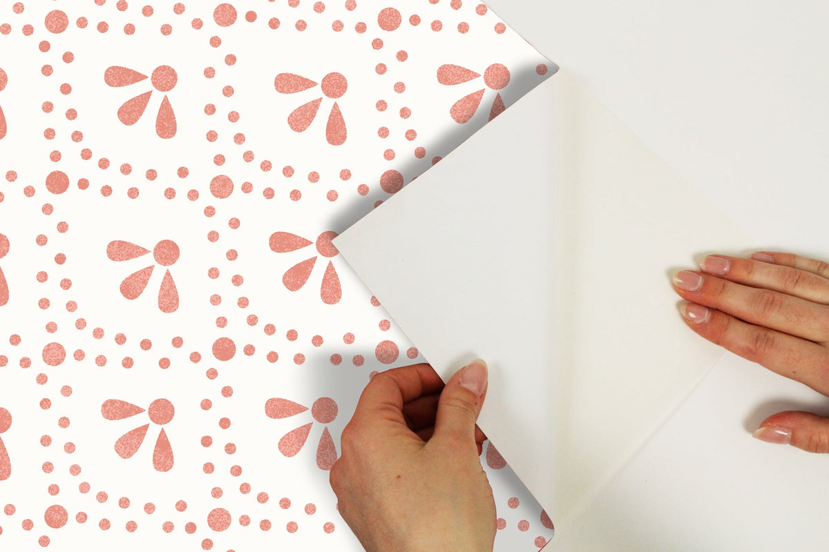 Peel and stick wallpaper in coral view 4