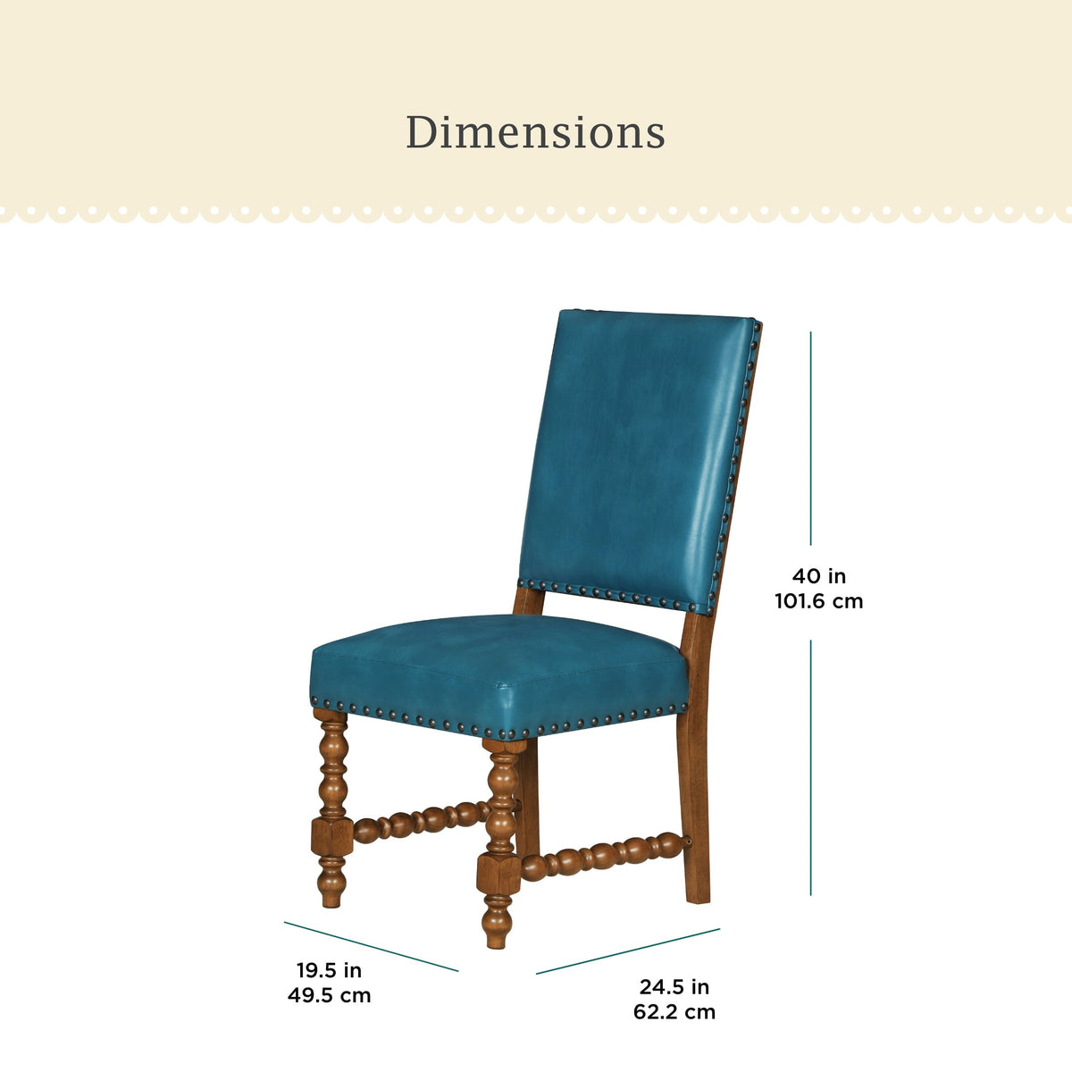 Dining chair set in turquoise view 3