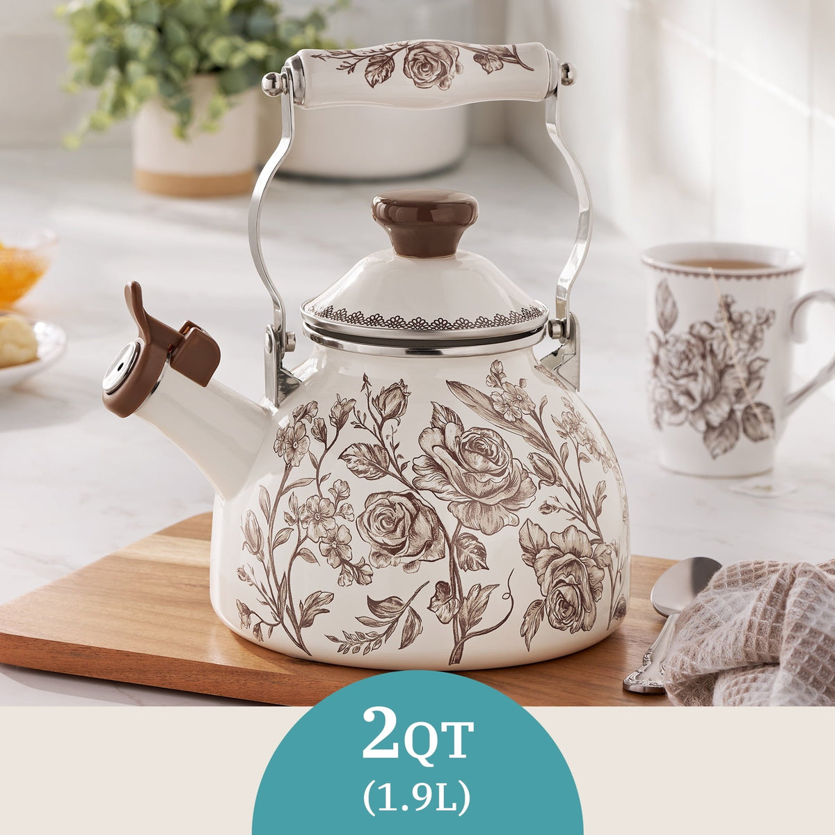Tea kettle in brown view 3
