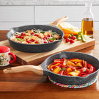Fry pan set in charcoal speckle view 2