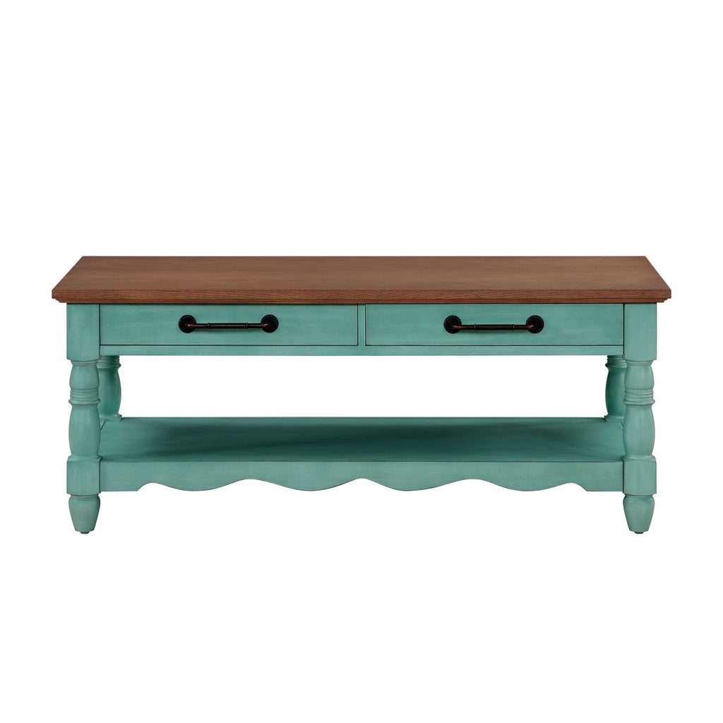 Coffee table in teal view 4