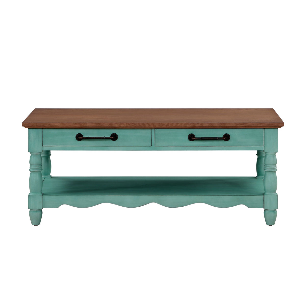 Coffee table in teal view 4
