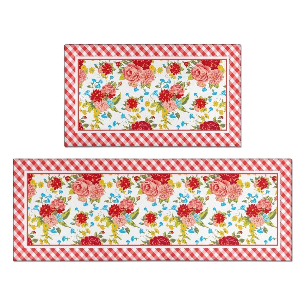 Brambelle Flower Kitchen Mat Set 2 Piece Anti Fatigue Waterproof Nonslip