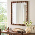 Brambelle Harper Spindle Wood Wall Mirror Rustic Brown 24 x 30 Inch