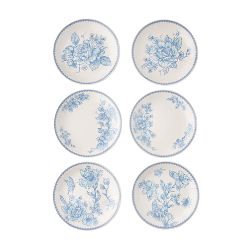 Brambelle Agatha Stoneware Appetizer Plates Blue Set of 6