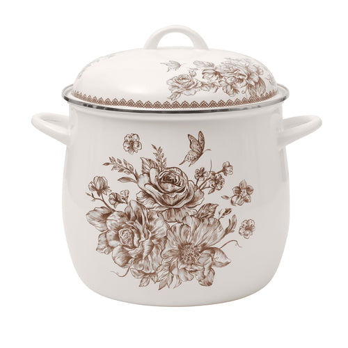 Brambelle Agatha Enamel on Steel Stock Pot with Lid 12 Quart Brown