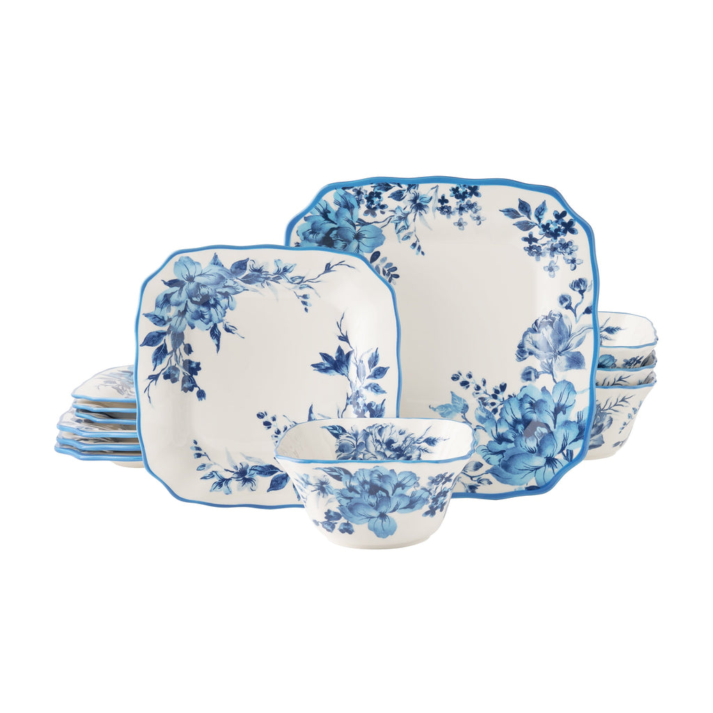 Brambelle Delilah Stoneware Dinnerware Set 12 Piece Blue