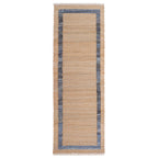 Brambelle Denim Jute Runner Rug Natural with Blue Border 30 x 96 Inch