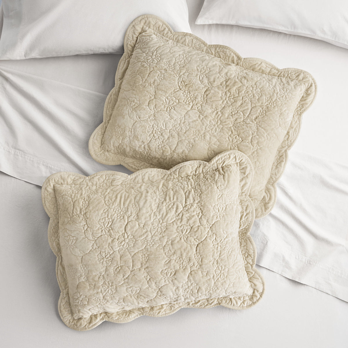 Pillow sham set in Beige Velvet