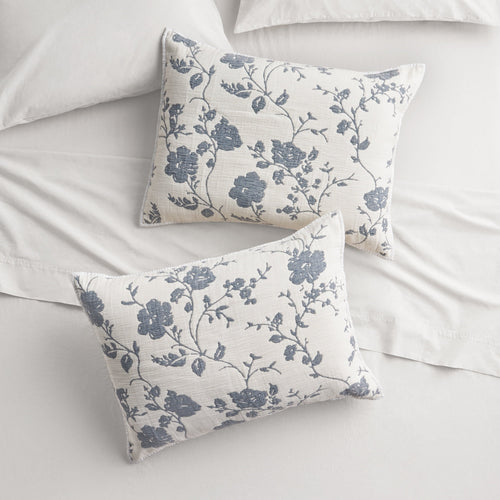 Brambelle Agatha Floral Gauze Pillow Shams Standard Blue Dust 2 Pack