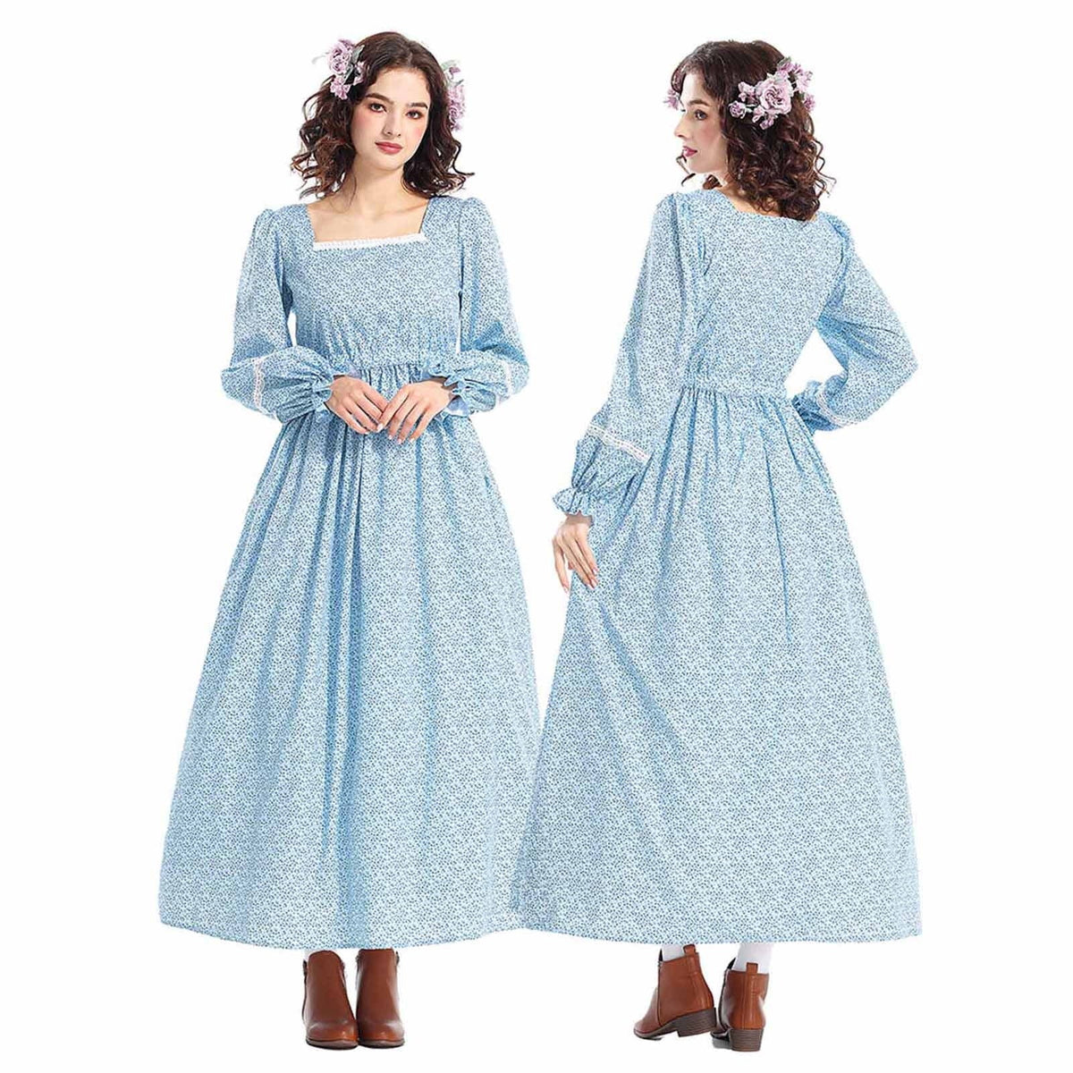 Brambelle Womens Floral Prairie Costume Dress Long Sleeve