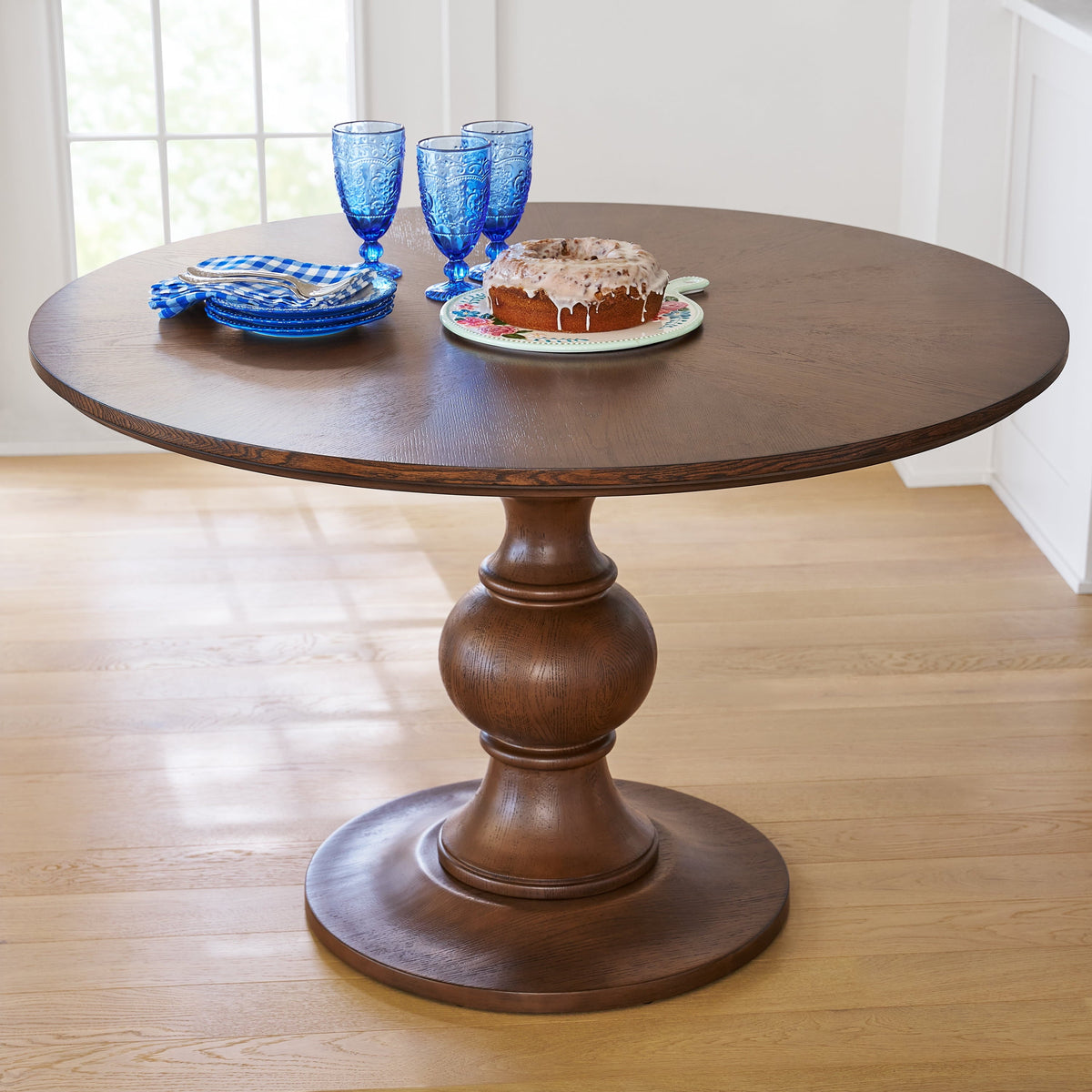 Brambelle Callie Round Dining Table Heirloom Brown Finish