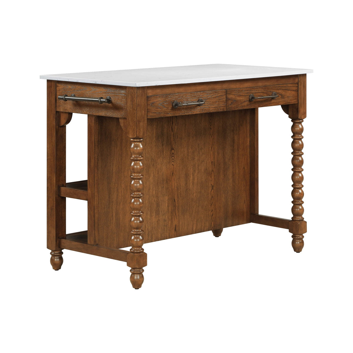 Brambelle Harper Kitchen Island with Drawers Homestead Brown