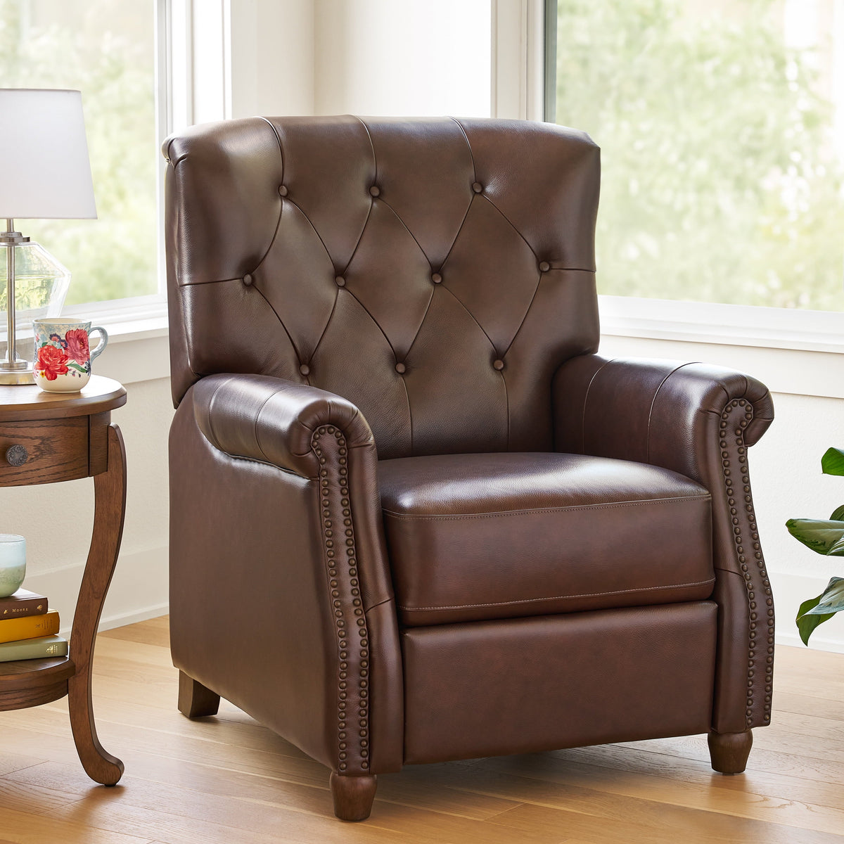 Brambelle Harper Leather Recliner Whiskey Upholstery