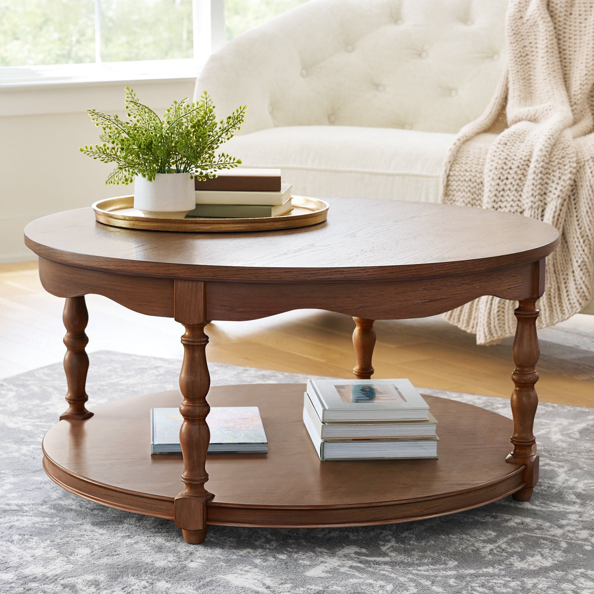 Brambelle Helen Round Coffee Table Heirloom Brown
