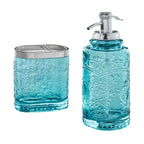 Brambelle Amelia Embossed Glass Bath Accessory Set Teal 2 Piece